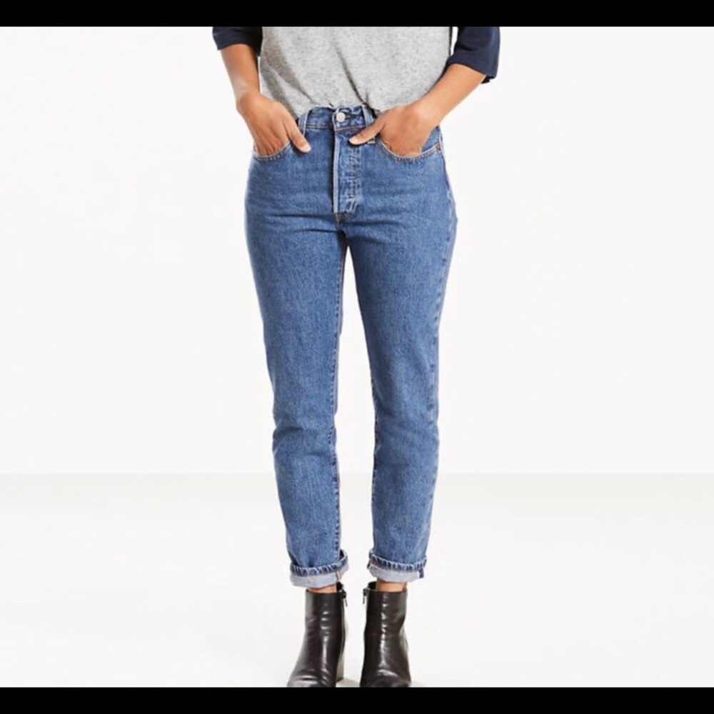 Levi 501 selvedge white oak skinny jeans